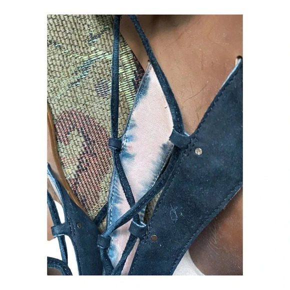 Madewell Leather Sandals Women's Black Gladiator Toe Lace Up Zip Closure Size 6 - Picture 10 of 12